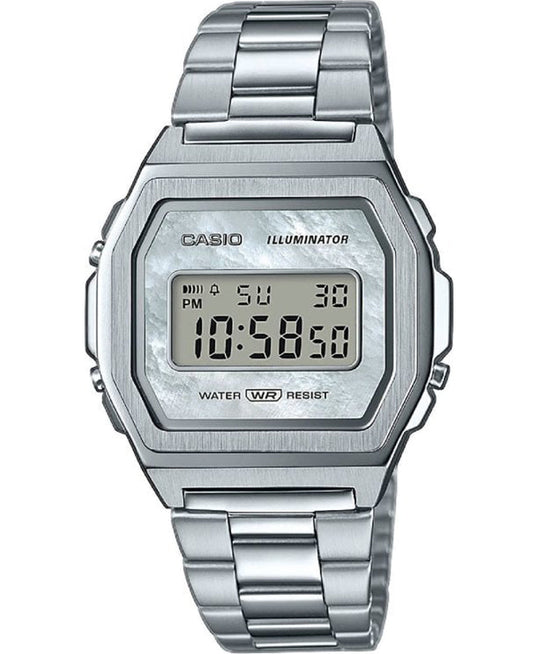 CASIO Collection Womens Digital Watch with Stainless Steel Strap #A1000D-7EF