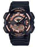 Casio Youth AEQ-110W-1A3VDF Black & Rose Gold Combination Watch