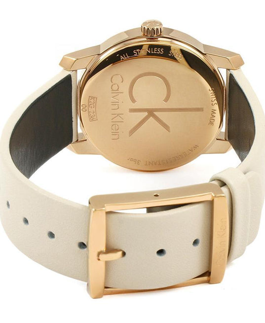 NEW Calvin Klein City Leather Ladies Watches - Beige K2G236X6