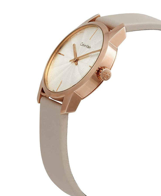 NEW Calvin Klein City Leather Ladies Watches - Beige K2G236X6