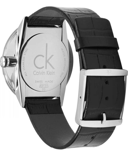 NEW Calvin Klein Accent Leather Mens Watches - Black K2Y211C3