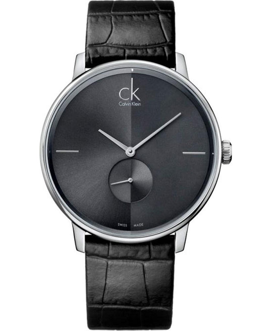 NEW Calvin Klein Accent Leather Mens Watches - Black K2Y211C3