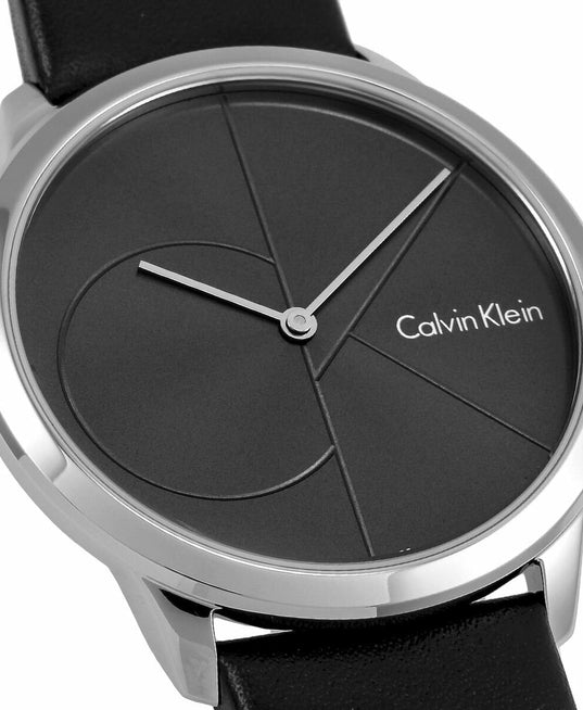 NEW Calvin Klein Minimal Leather Mens Watches - Black Dial K3M211C3