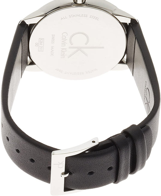 NEW Calvin Klein Minimal Leather Mens Watches - Silver Dial K3M211C6