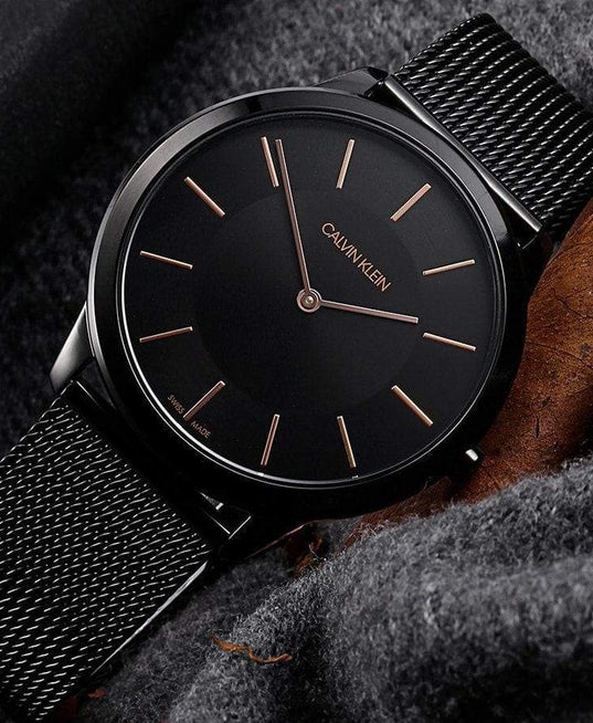 NEW Calvin Klein Minimal PVD Mens Watches - Black K3M21421