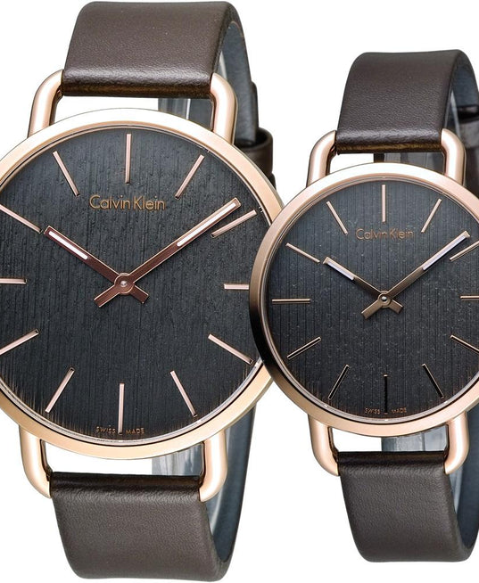 NEW Calvin Klein Even Leather Ladies Watches - Brown K7B236G3