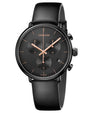 NEW Calvin Klein High Noon Leather Ladies Watches - Black K8M274CB