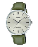 Casio Enticer MTP-VT01L-3BUDF Men's Green Leather Analog Watch