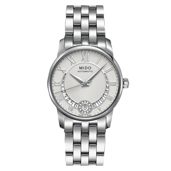 MIDO Baroncelli Diamonds Silver Watch #M0072071103800 front