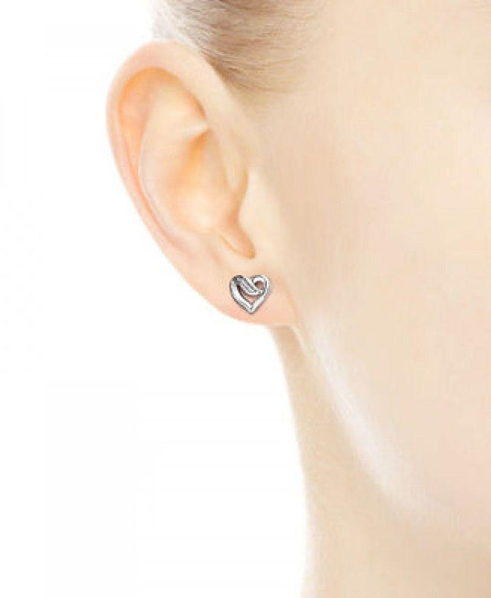 Pandora Ribbon Open Heart Stud Earrings 290736CZ