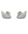 SWAROVSKI Swan Rhodium Plated & Clear Crystal Earrings #1116357