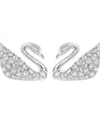 SWAROVSKI Swan Rhodium Plated & Clear Crystal Earrings #1116357
