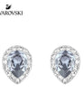 SWAROVSKI Christie Pear Rhodium with Blue & Clear Crystal Stud Earrings #5113783