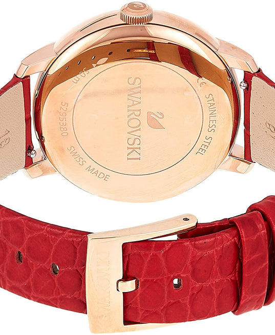 SWAROVSKI crystalline hours 2000 crystal red leather watch #5295380