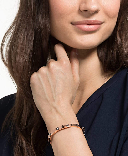 SWAROVSKI Tactic Bangle - Black & Rose-gold tone plated #5497309