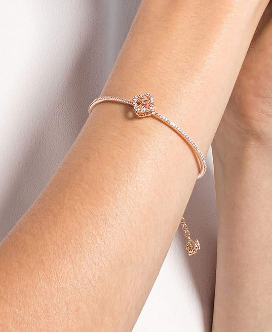 SWAROVSKI Sparkling Dance Clover bangle - Pink & Rose gold-tone plated #5516476