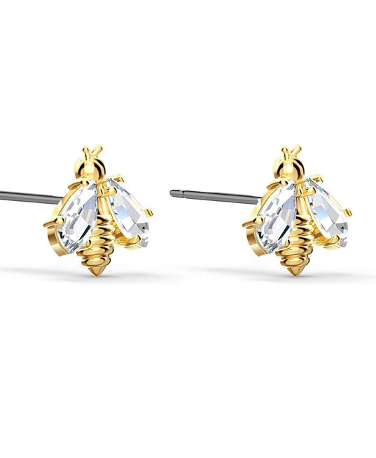 SWAROVSKI Eternal Flower earrings Bee - White & Gold-tone plated #5518143