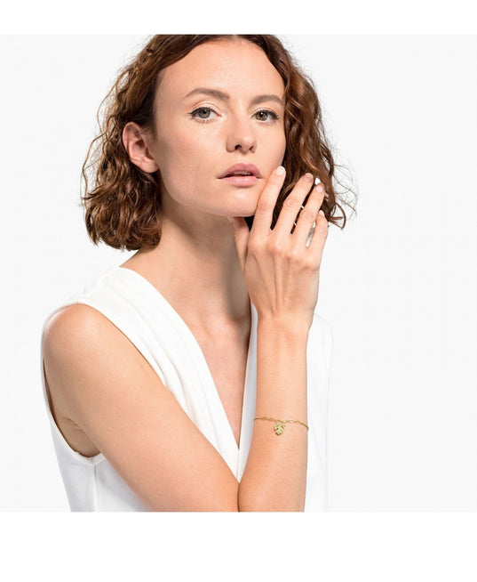 SWAROVSKI Remix Gold Tone Plated White Crystal Palm Leaf Bracelet - M size #5528850