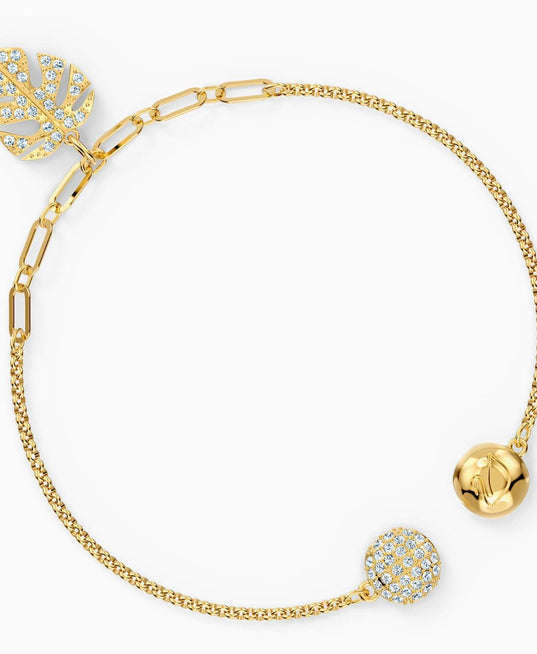 SWAROVSKI Remix Gold Tone Plated White Crystal Palm Leaf Bracelet - M size #5528850