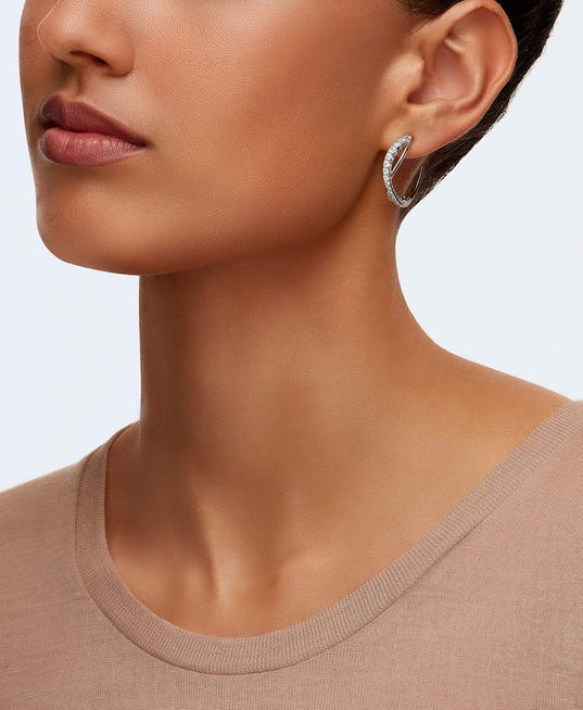 SWAROVSKI Twist Hoop Earrings - White #5563908