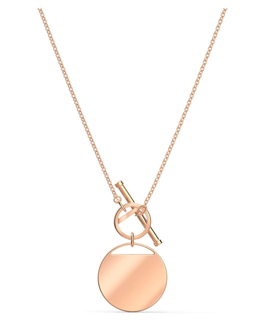 SWAROVSKI Ginger T Bar Necklace - White & Rose Gold Tone Plated #5567529