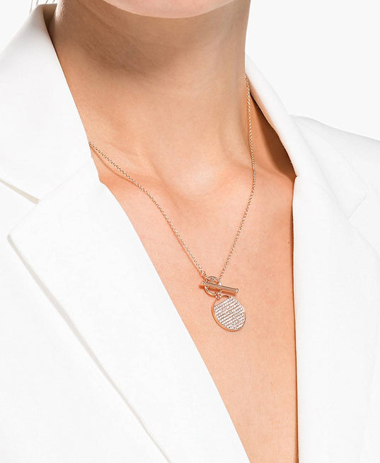 SWAROVSKI Ginger T Bar Necklace - White & Rose Gold Tone Plated #5567529