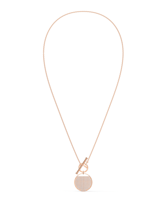 SWAROVSKI Ginger T Bar Necklace - White & Rose Gold Tone Plated #5567529