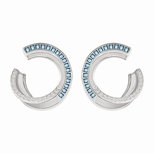 Swarovski Hero Teal Hoop Earrings - Rhodium Finish 5352226 - View 1