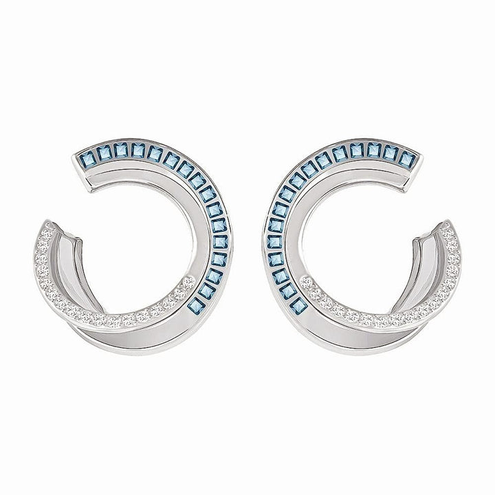 Swarovski Hero Teal Hoop Earrings - Rhodium Finish 5352226 - View 1