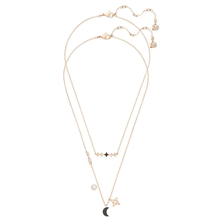 Swarovski Symbolic Moon & Star Necklace Set, Black & Rose Gold - View 1