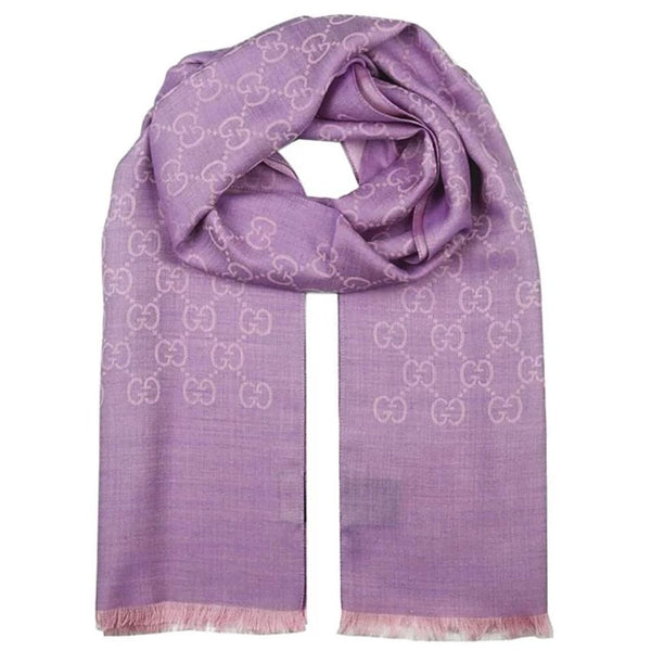 Gucci Lilac Pink Wool Silk Scarf - Style 165904-3G646-5372 - View 1