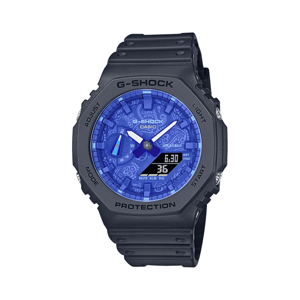 Casio G-Shock GA-2100BP-1AER Blue Paisley Black Resin Watch - View 1