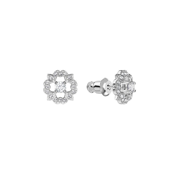 Swarovski Sparkling Dance Flower Earrings: Rhodium Plated Crystal – Style 5396227 - View 2