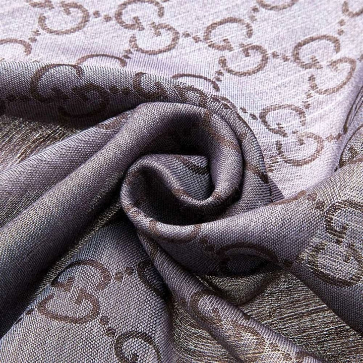 Gucci Scarf 165904-3G646-1264 Graphite Dark Brown Wool Silk - View 4
