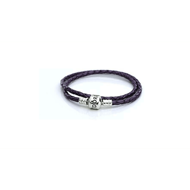 Pandora Moments Purple Double Woven Leather Bracelet 590705CPE-D2 - View 2