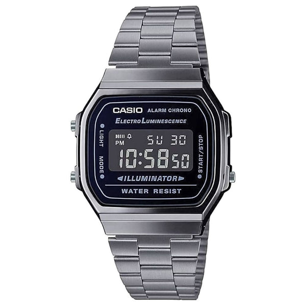 Casio A168WGG-1BDF Digital Retro Stainless Steel Watch - View 1