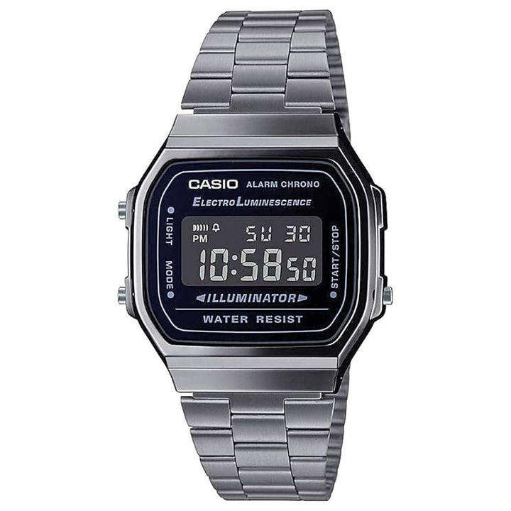 Casio A168WGG-1BDF Digital Retro Stainless Steel Watch - View 1