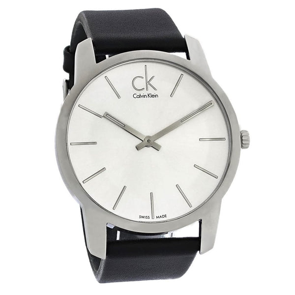 Calvin Klein City K2G211C6 Men's Black Leather Watch - View 1