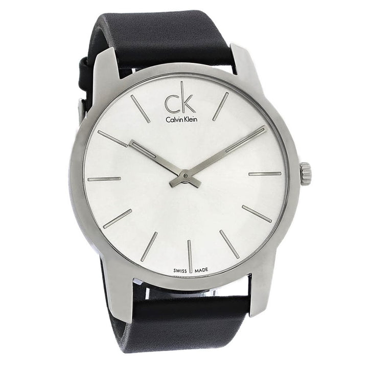 Calvin Klein City K2G211C6 Men's Black Leather Watch - View 1