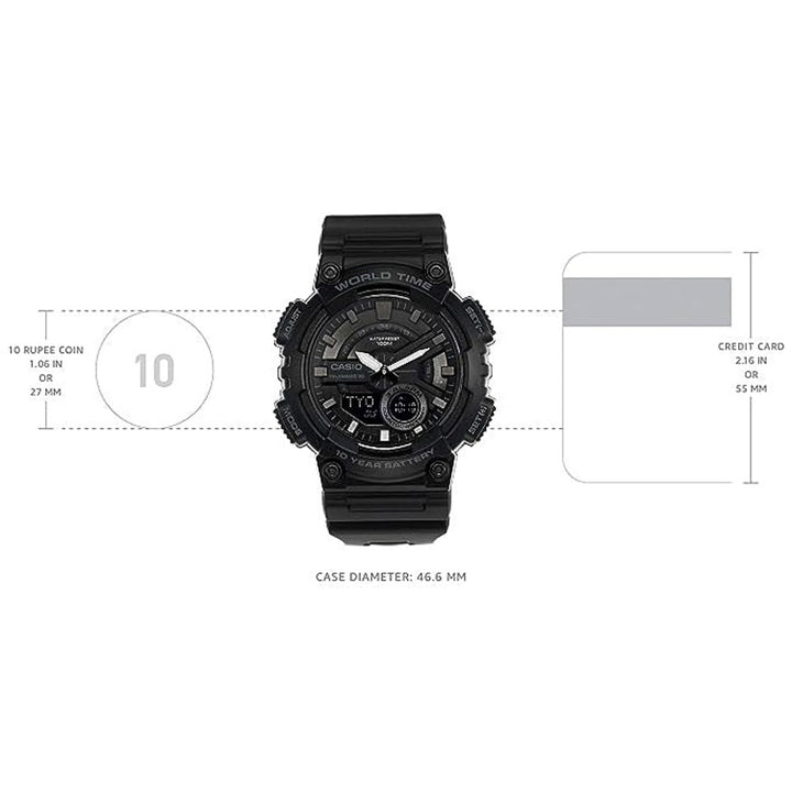 Casio Standard AEQ-110W-1BVDF Digital Quartz Watch - Black - View 5