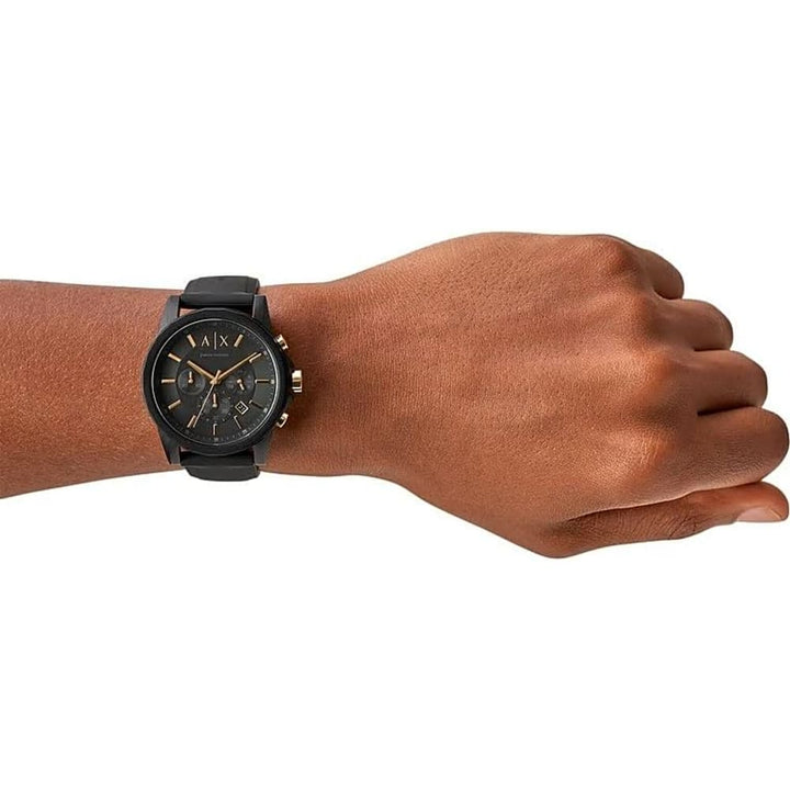 Armani AX7105 Modern Black Silicone Watch - View 3