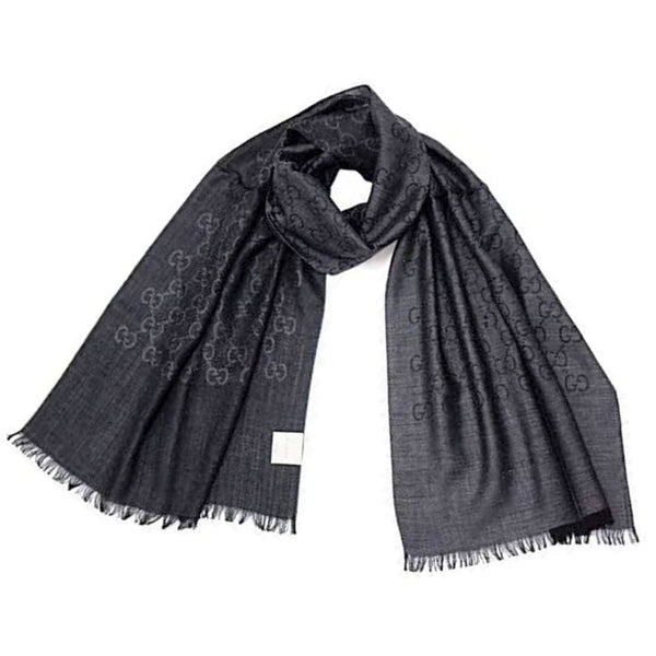 Gucci Anthracite Wool-Silk Scarf 165904-3G646-1100 - View 1