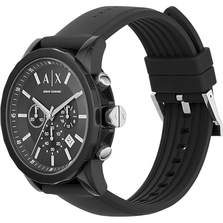 Armani AX1326 Men's Black Silicone Chronograph Watch - View 2