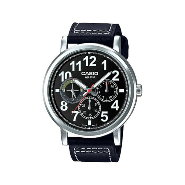 Casio MTP-E309L-1AVDF Multifunction Leather Watch - View 1