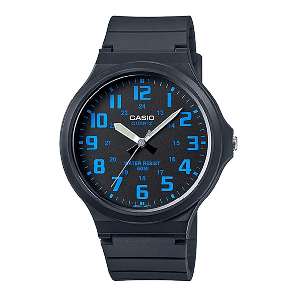Casio MW-240-2BVDF Men's Analog Watch with Black Resin Band - View 1
