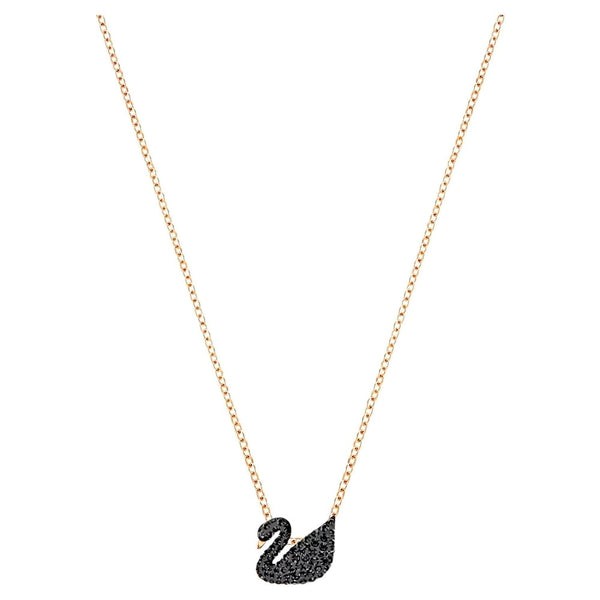 Swarovski Iconic Swan Pendant, Black & Rose Gold, 5204133 - View 1