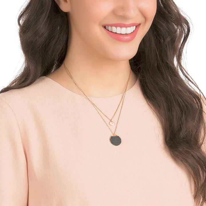 Swarovski Ginger Layered Necklace, Grey & Rose Gold 5347299 - View 3