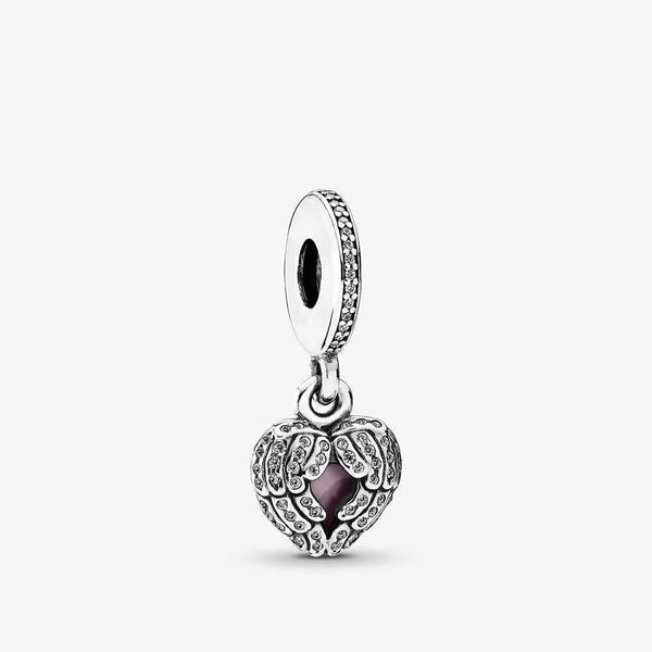Pandora Angel Wings Dangle Charm with Pink Enamel 791737CZ - View 1