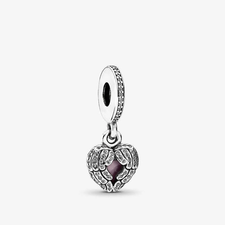 Pandora Angel Wings Dangle Charm with Pink Enamel 791737CZ - View 1