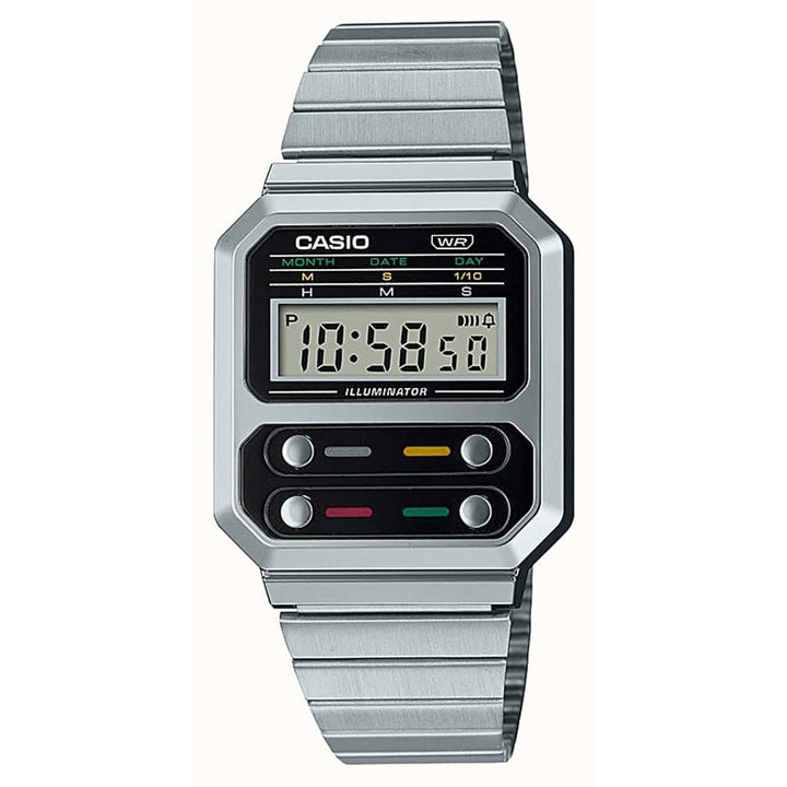 Casio Vintage A100WE-1AEF Stainless Steel Digital Watch - View 1